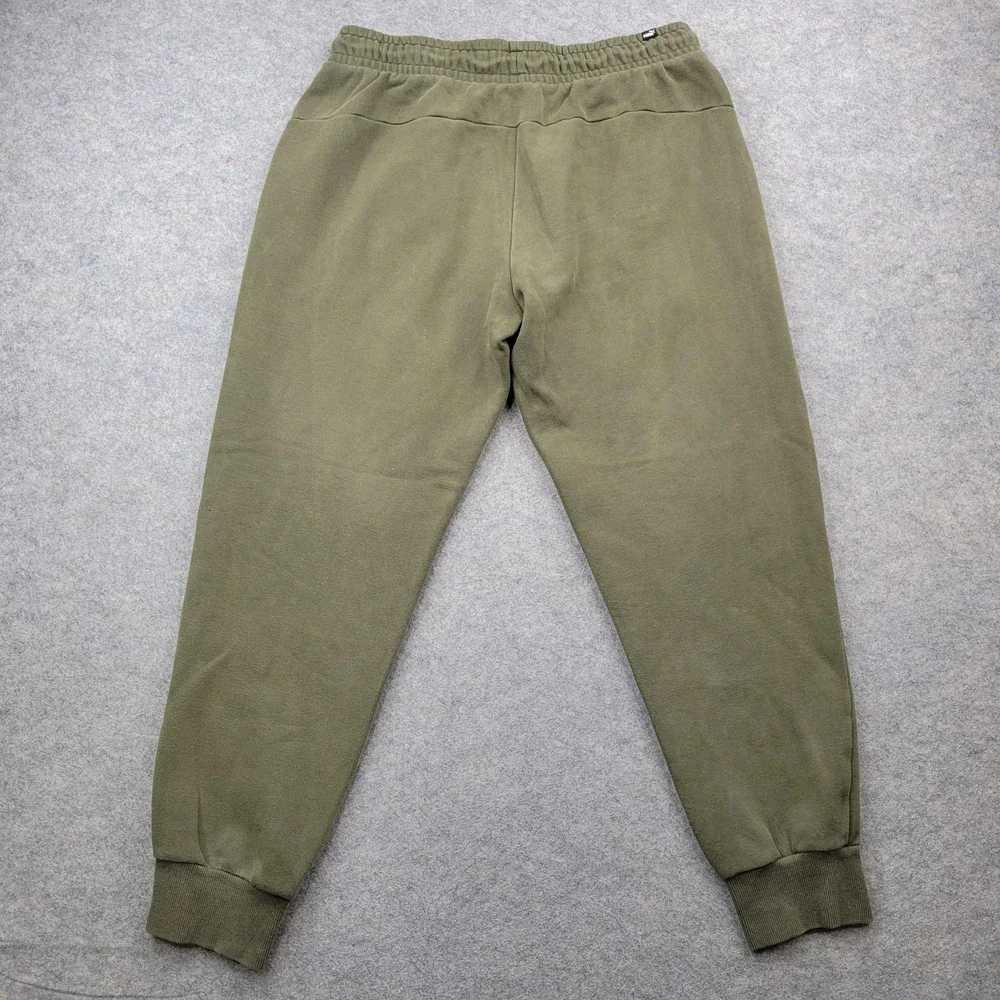 Puma Sweatpants Mens Large Green Fleece Joggers Elastic Waist‎ Pockets Logo